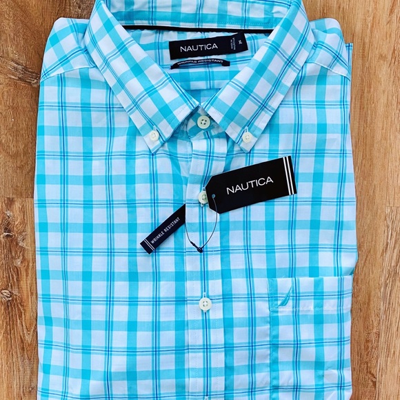 Nautica Classic Fit Long Sleeve Plaid Oxford Shirt - Picture 2 of 9